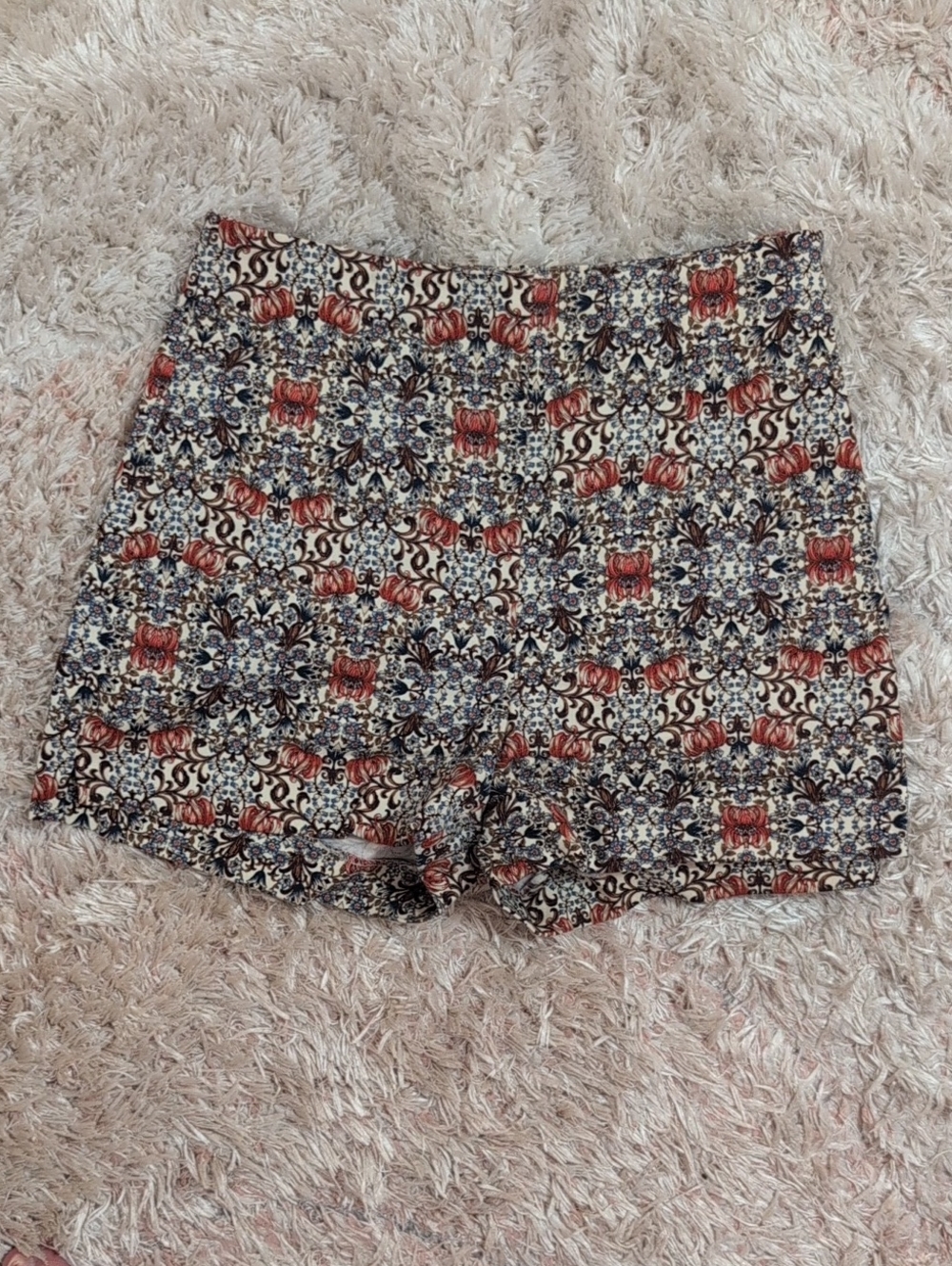 Zara High Waisted brocade Print Shorts Xs